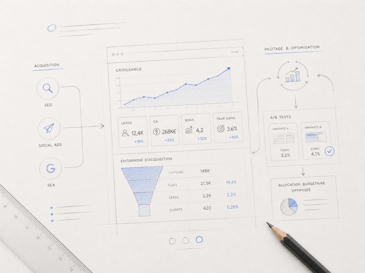 Pilotage de la croissance et des leviers d'acquisition par Start'Medias : suivi des KPIs, A/B tests et allocation budgétaire